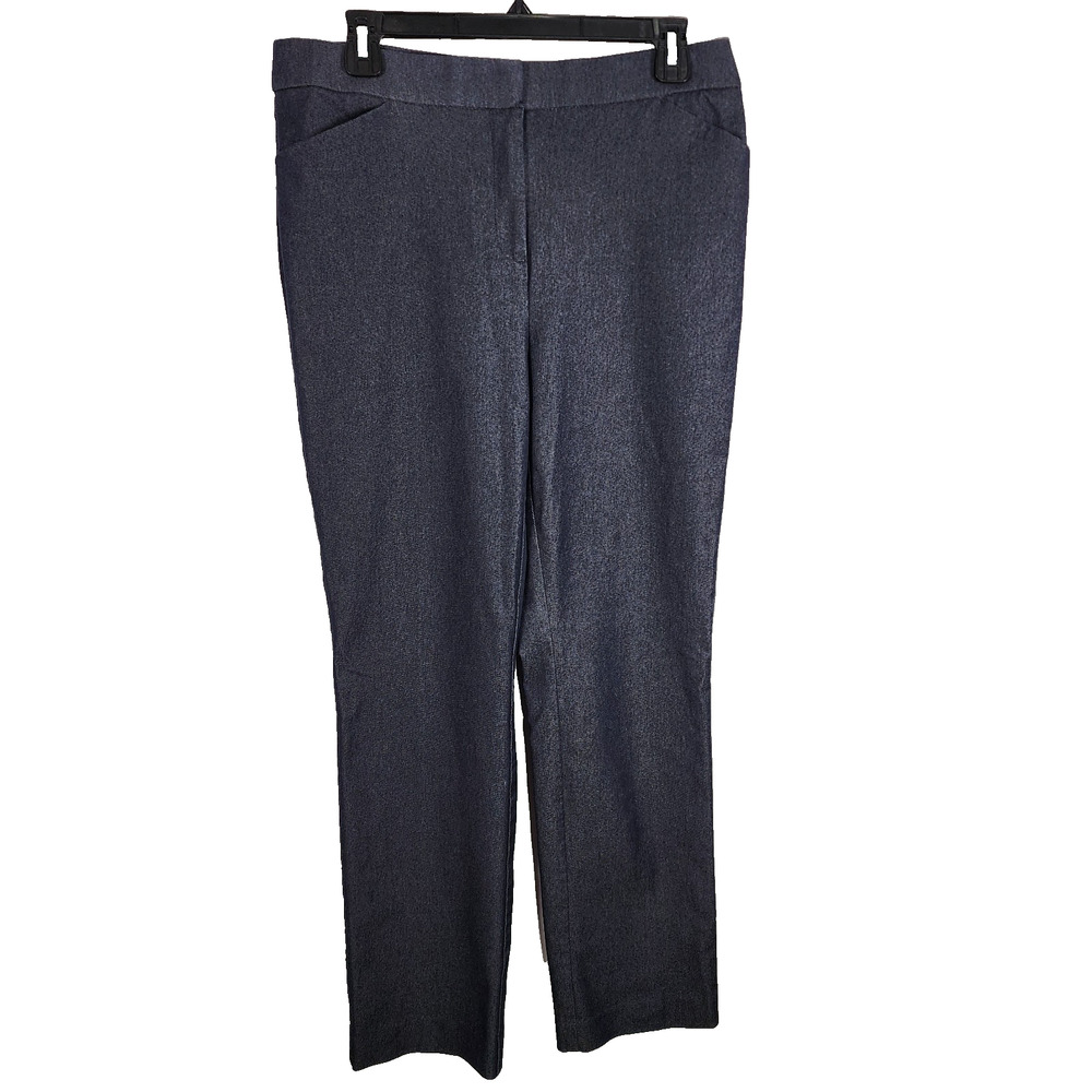 Chico's Trousers Size 1R US 8 High Rise Blue Straight Leg Pocket Workwear Office